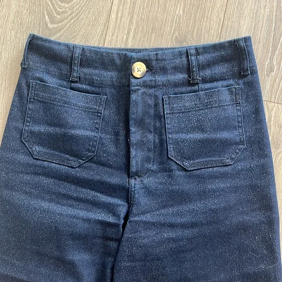 COPY - The Colette Sparkle Denim Cropped Wide-Leg Jeans by Maeve Size 28